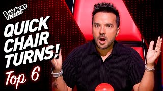 QUICKEST CHAIR TURNS On The Voice! | TOP 6 (Part 4)