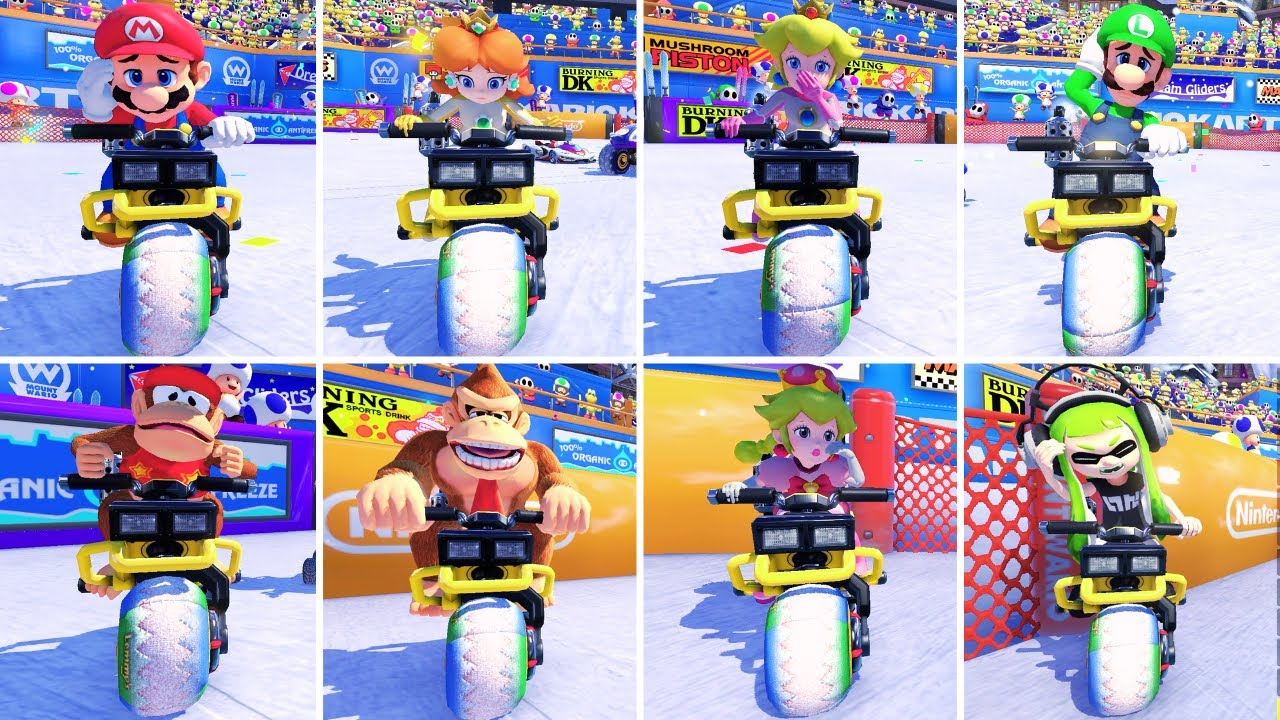VARMINT BIKE Fail Animations - Mario Kart 8 Deluxe Full Character Compilation