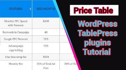 WordPress|| Service Tables and  #TablePress plugins Tutorial || Build Beautiful Table || price Table