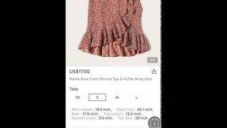 Shein Knotted Shirred Floral Bardot Top & Ruffle Wrap Skirt Set