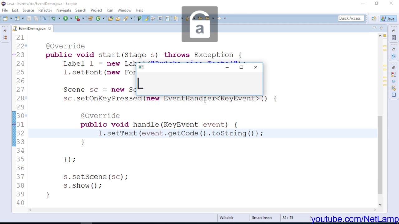 JavaFX [95] - Events - onKeyPressed, onKeyReleased, onKeyTyped ...