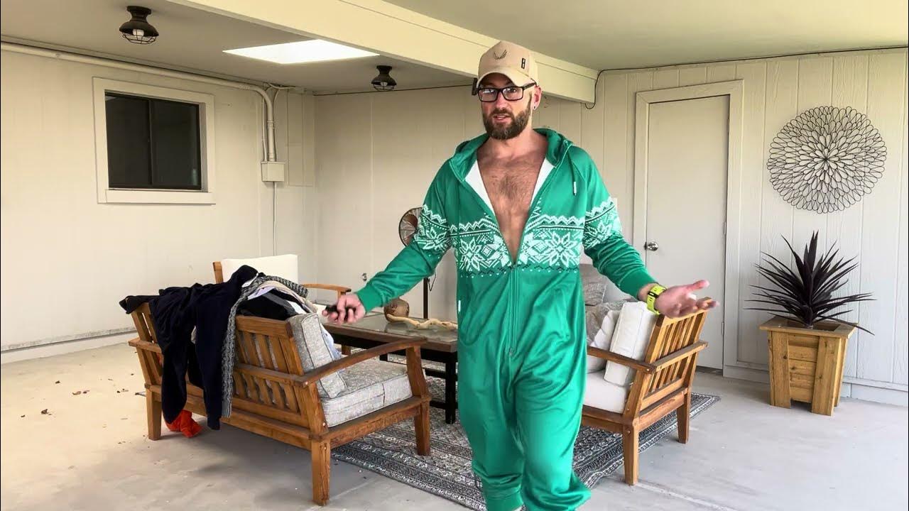 RSZGSWS Hooded Jumpsuit For Men One Piece, Casual Zip Up Fleece Lined Pajamas Playsuit Jogger Sweatsuit Overall Romper Army Green At Men's Clothing Store