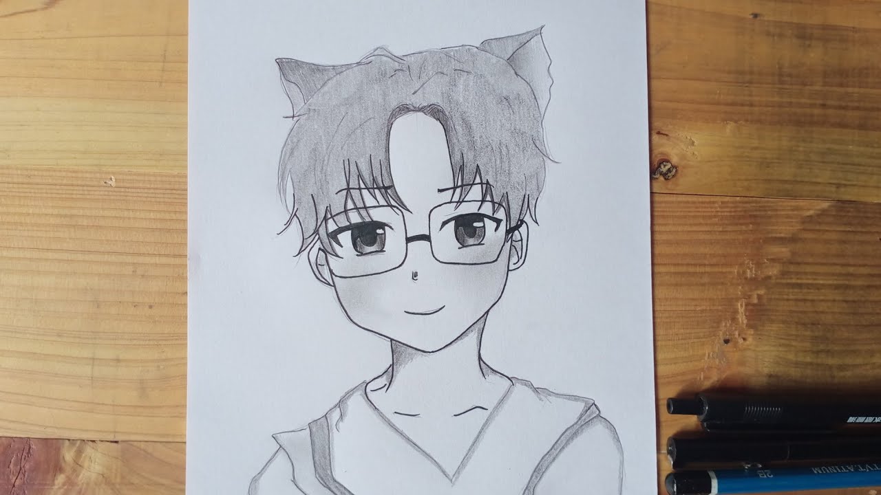 How to draw anime cute boy with Glasses | easy anime drawing - YouTube