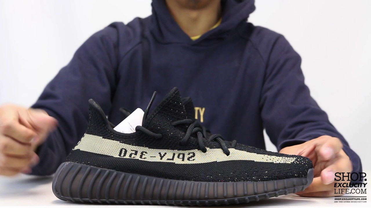 Adidas Yeezy Boost 350 V2 Black - Olive Unboxing Video at Exclucity ...
