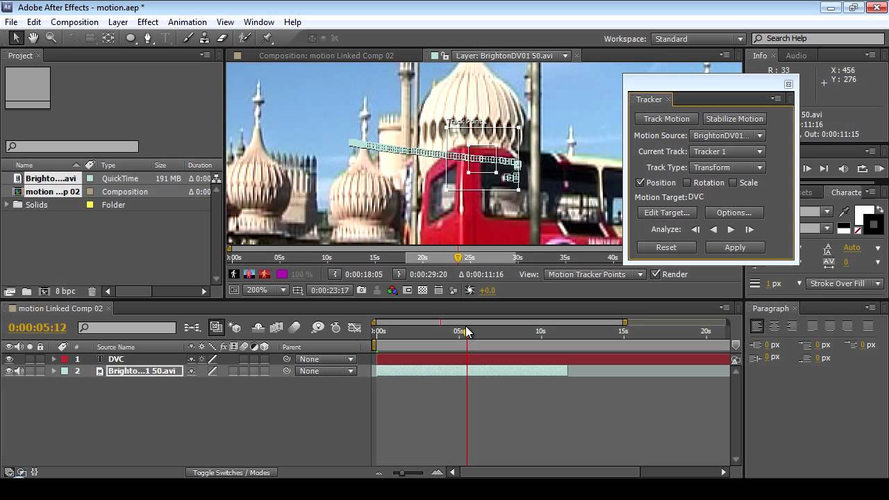 adobe after effects cs5 motion tracking