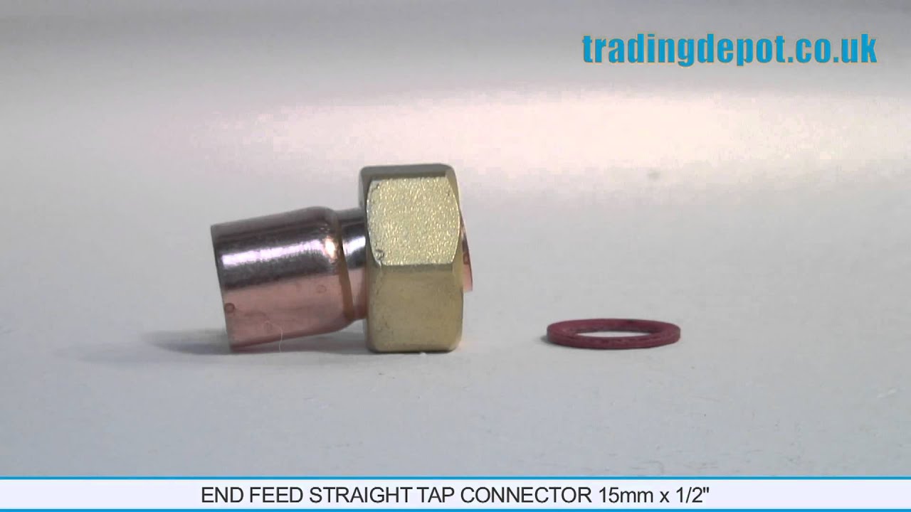 15mm X 1/2" End Feed Straight Tap Connector 15X1/2" Tap Connector End Feed