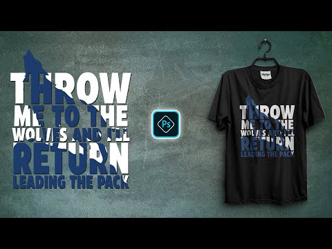 Typography Wolf T-Shirt Design | T-Shirt Design For Redbubble |Adobe Photoshop CC Tutorial