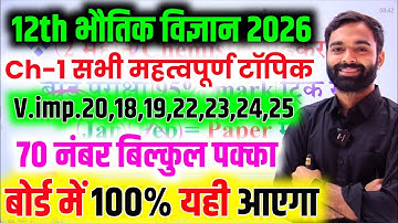 12th Physics Chapter 1(महत्वपूर्ण टॉपिक)|विद्युत आवेश तथा क्षेत्र important Question 2026 Board Exam