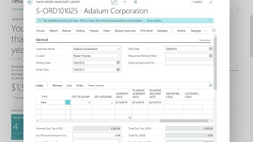 Dynamics 365 Business Central - Sales order promising using Capable to Promise functionality