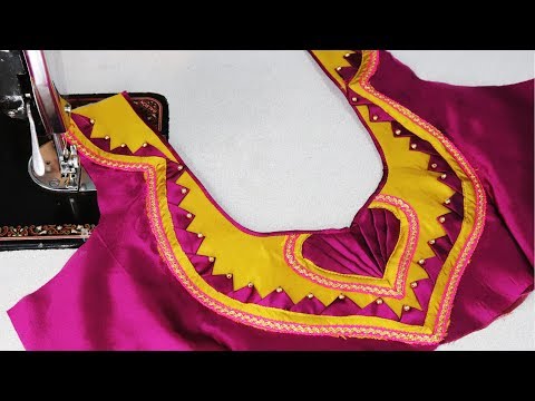 Latest Silk Saree Blouse Neck Design Cutting And Stitching At Home