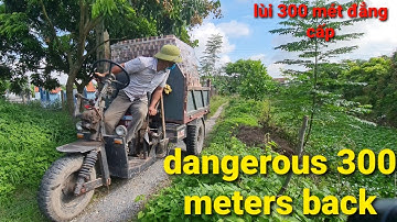 tricycle carrying bricks and sand to the farm | Công nông chở gạch lùi đỉnh cao | máy múc cát