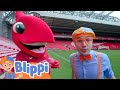 Blippi&#39;s Big Mascot Fun with Mighty Red | T-Rex Ranch Adventures | Kids Songs | Moonbug Kids
