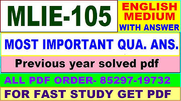 mlie 105 important questions ans / mlie 105 previous year question paper in English / mlis study