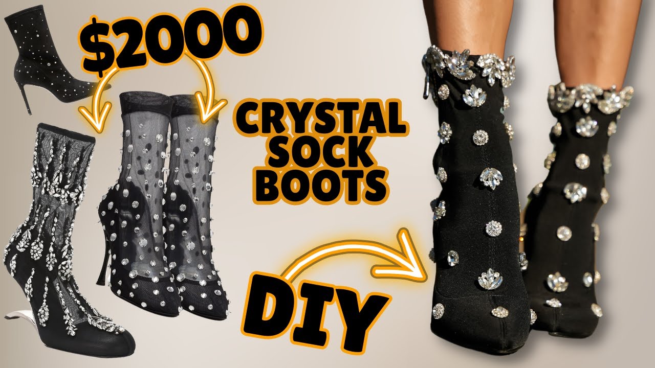 Crystal Embellished Sock Boots HACK!! | DIY w/ Orly Shani - YouTube