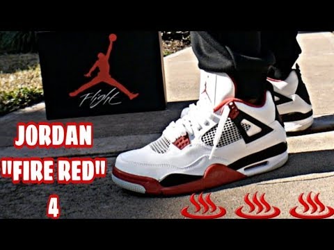 jordan 4 fire red on feet