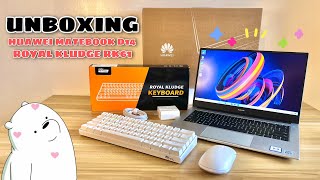 Huawei Matebook D14 Royal Kludge RK61 + accessories Unboxing | *aesthetic* 💕