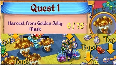 Merge Dragons - Calypso Carnival Event - Last Quest Harvesting Golden Jolly Masks 75x