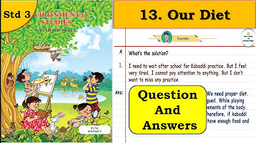 Our Diet | std 3 | lesson 13 | Question Answers | EVS | Maharashtra State Board