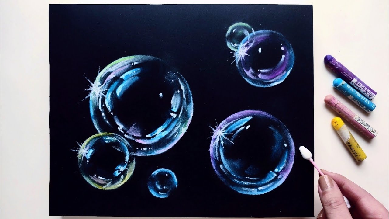 How To Paint Bubbles With Oil Pastel 64 Cotton Swab Blending Technique Step By Step Youtube