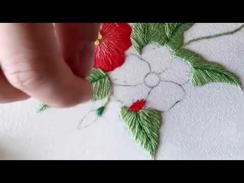 Video Hướng dẫn thêu hoa - lá sử dụng mũi đâm xô và mũi sa... - youtube