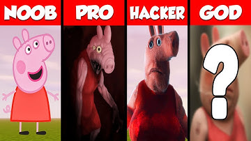 Minecraft Peppa Pig PIXEL ART CHALLENGE - NOOB vs PRO vs HACKER vs GOD