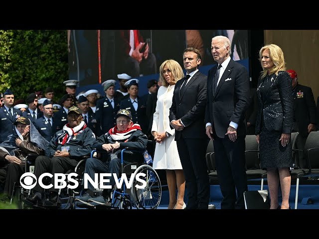 Watch: D-Day commemoration ceremony in Normandy with Biden and Macron | full video class=