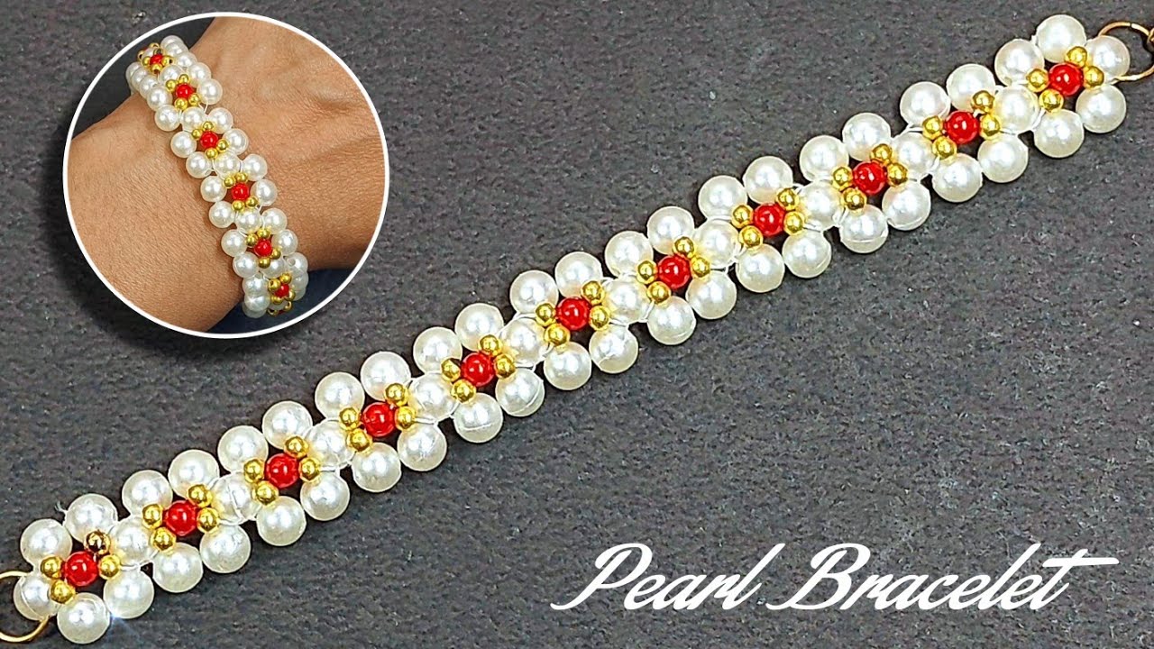 HANDMADE PEARL BRACELET DESIGN #0478 | HOW TO MAKE BRACELET AT HOME ...