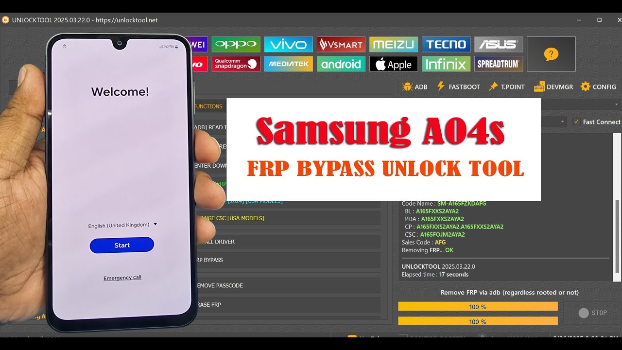 Samsung A04s SM A 047F Frp Bypass Unlock Tool - YouTube
