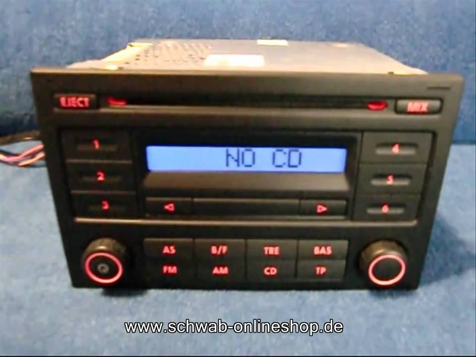 VW RCD 200 Cd-Player Transporter T5 Stereo Kopfstück Lieferung mit Radio Code