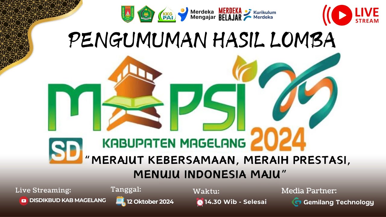 🔴 LIVE - PENGUMUMAN 2 HASIL LOMBA MAPSI TINGKAT SD KABUPATEN MAGELANG TAHUN 2024
