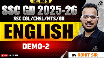 SSC GD New Vacancy 2025-26 CGL, CHSL, MTS Exam Preparation 2026 English Class By Rohit Sir