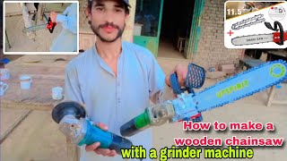 How to make a wooden chainsaw |  with a grinder machine | woodworking tricks for beginners