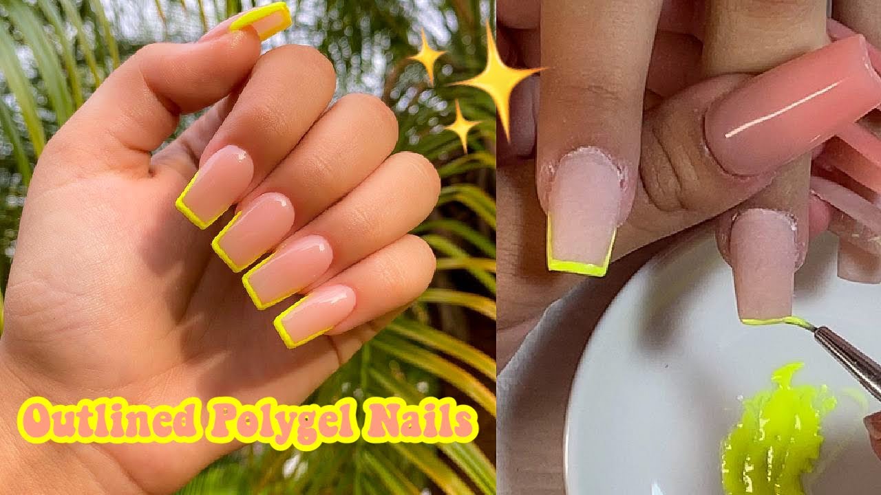 COLORFUL OUTLINE POLYGEL NAILS Nail Tutorial For Beginners YouTube