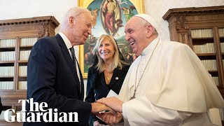 Biden gives Pope Francis sentimental coin and calls him 'warrior for peace'