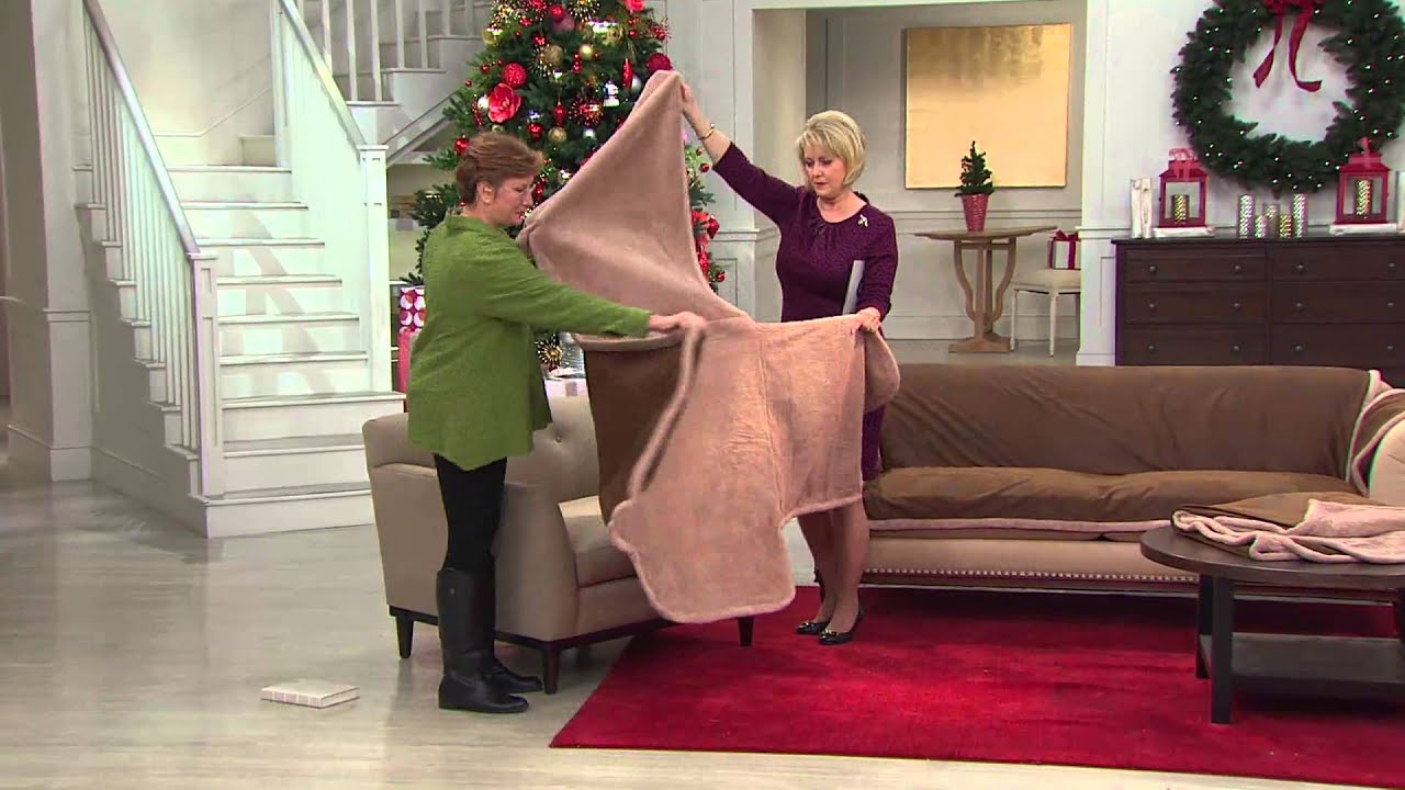 Sure Fit Reversible Faux Leather/ Sherpa Sofa Furniture Cover with Mary