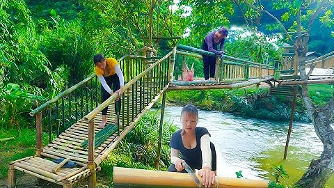 Building a Sturdy Bamboo Bridge Railing – Long Bamboo Bridge Across a Small River
