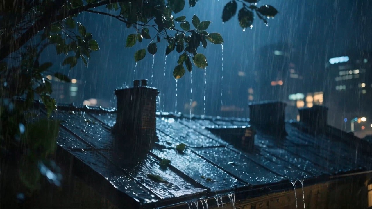 Soothing Night Rain on the Roof for Deep Sleep, Warm Cozy Bedroom Sounds