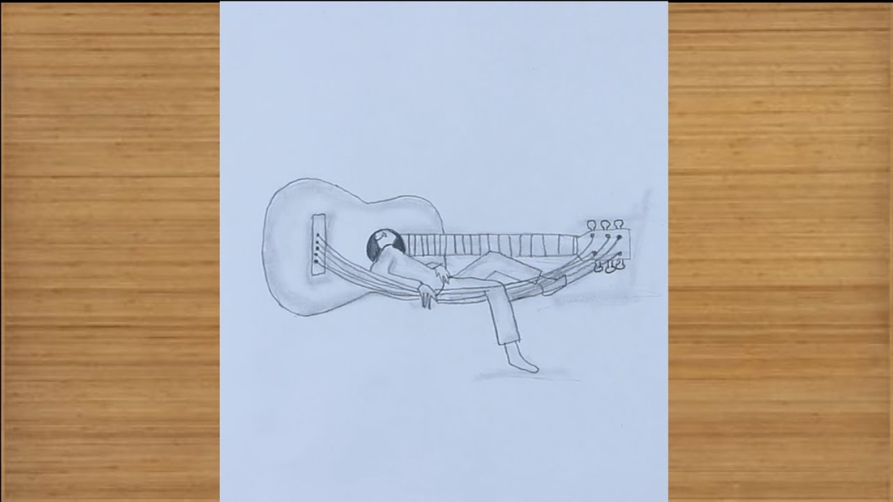 How to draw a guitar step by step - YouTube