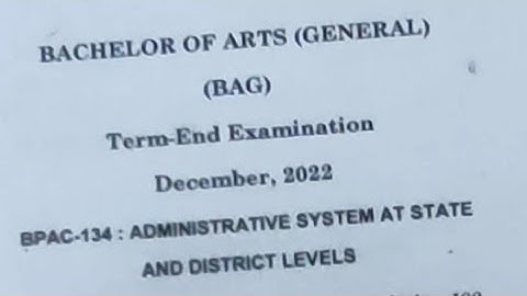 BPAC -134 Administrative System at State and District Level
