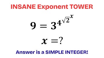 Exponential TOWER Equation Solved! | Find $x$ in 9 = 3^{4^{(\sqrt{2})^x}}