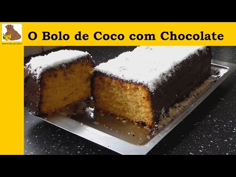 receita do bolo de coco com cobertura de chocolate (facil)