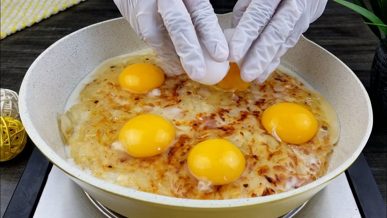 Mouthwatering Hash Brown Potato Omelette (Spanish Omelette) طريقة سهلة ورهيبه لعمل وصفة بيض بالبطاط