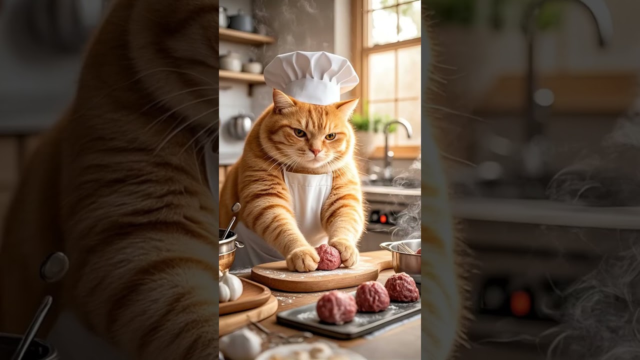 Cat  cooking videos | cat  cooking chicken 🤤