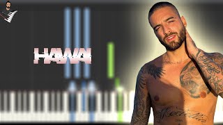 Maluma - Hawái | Instrumental Piano Tutorial / Partitura / Karaoke / MIDI