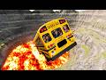 Big & Small Lightning McQueen & School Bus vs Giant Lava Pit🔥 | BeamNG.Drive#beamngdrive #automobile