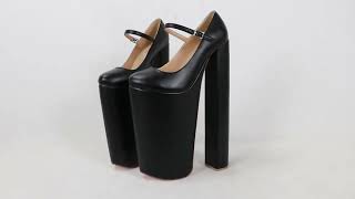 Sorbern 30Cm Super High Heel Platform Women Pump Mary Janes Chunky Heel