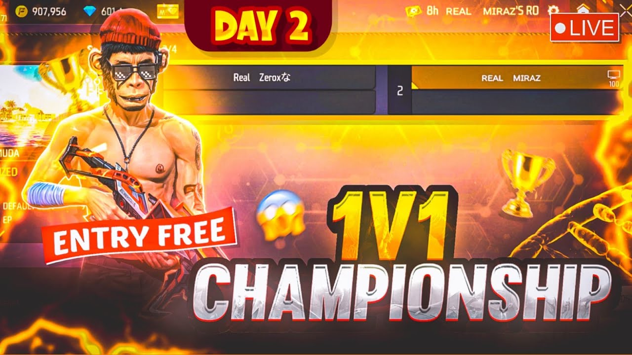 1VS1 CHAMPIONSHIP DAY 2 [ REAL MIRAZ IS LIVE ] GARENA FREE FIRE - YouTube