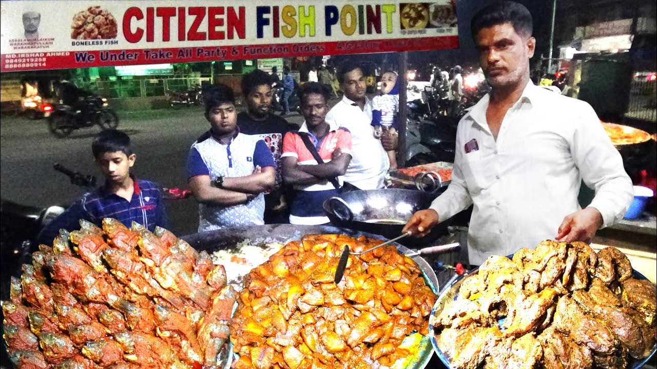 Citizen Fish Point for Day 500 Fishes Selling Plate @ 30 rs | Boneless FishFry | HyderabadStreetFood | Street Food Catalog