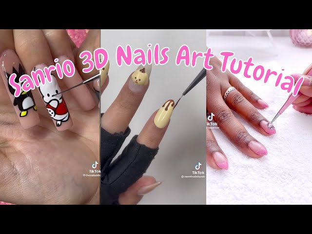 HOW TO DIY PRESS ON NAILS Old School Kawaii Aesthetic 3D CABOCHON Charms  Hello kitty 