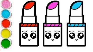 Cute Lipsticks Coloring Drawing and Painting for Kids || Easy Drawing for Kids ||
